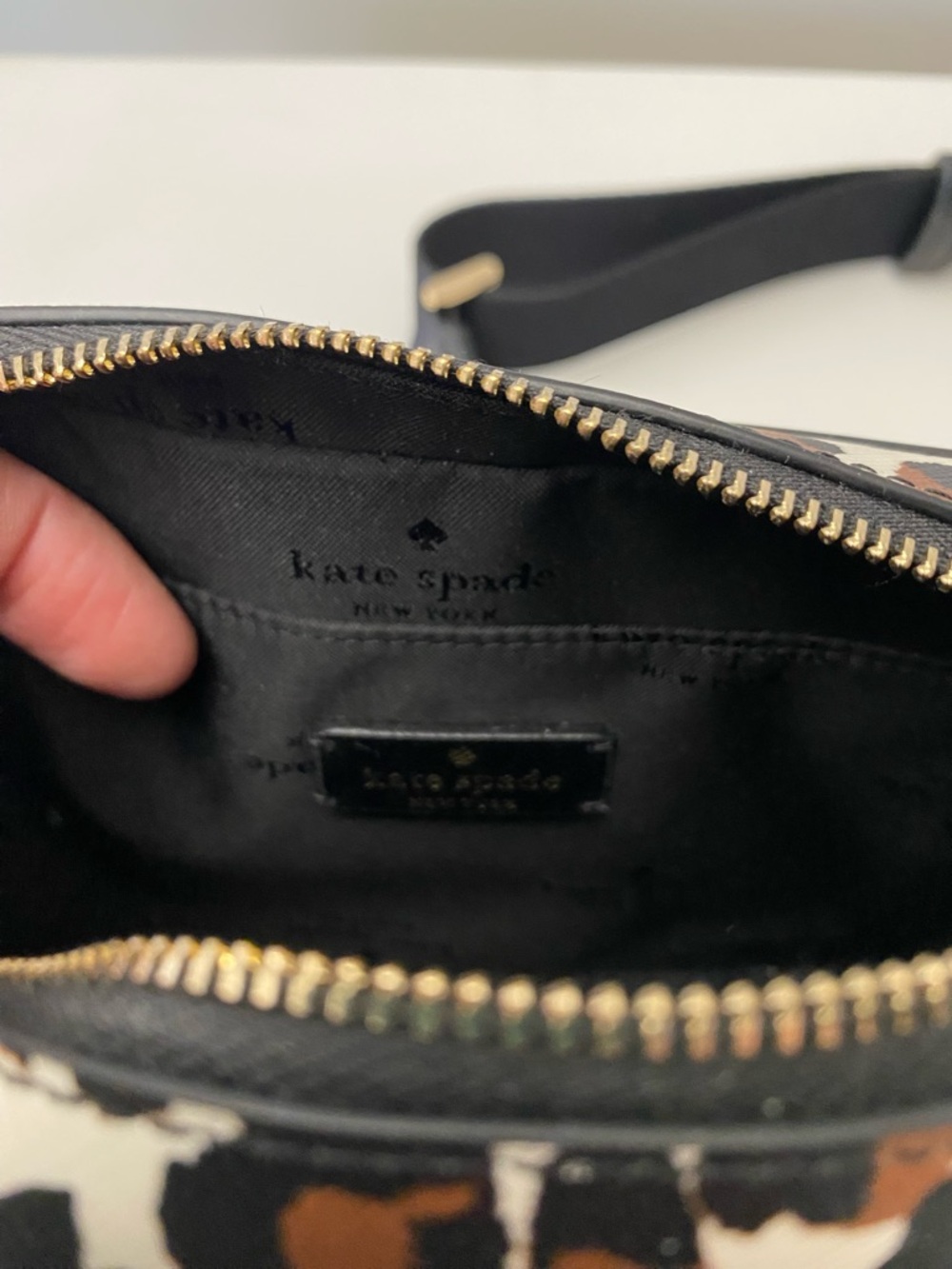 kate spade Madison Leopard-Print Crossbody Camera Bag KI377 - Cream/Brown/Black - Picture 11 of 16